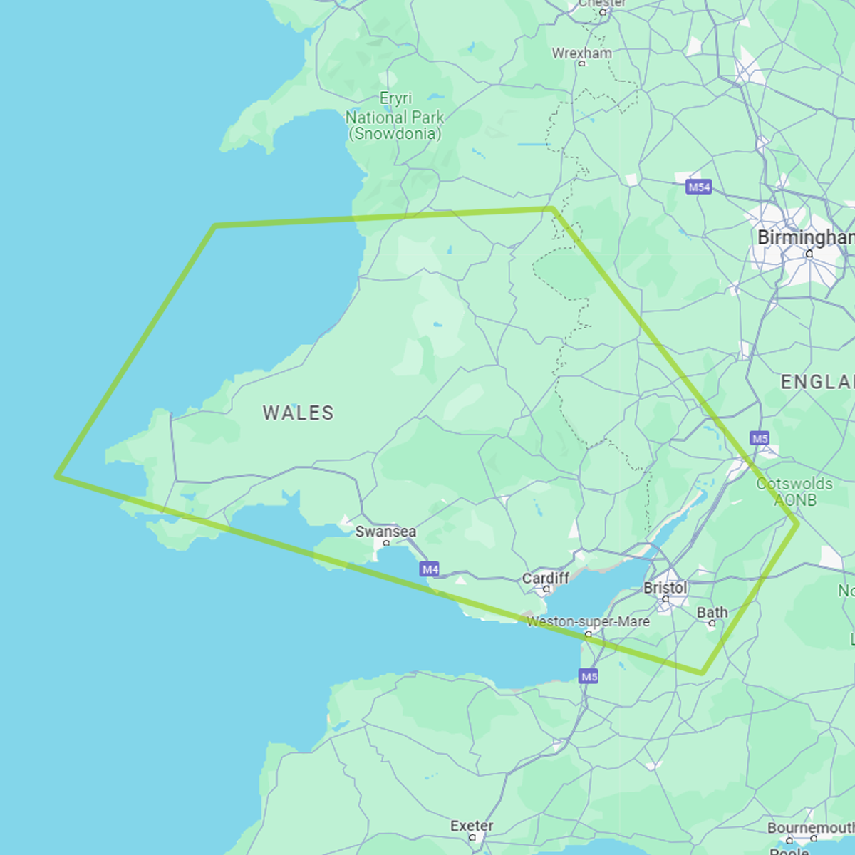 Wales map area